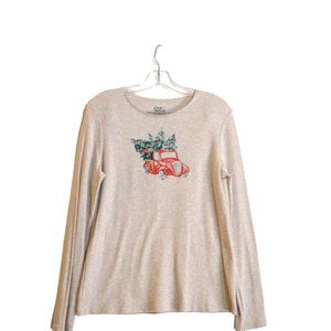 Croft & Barrow Holiday Long Sleeve Cotton Women Tee S